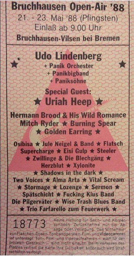 Golden Earring ticket May 21-23 1988 Bruchhausen (Germany) - Open Air